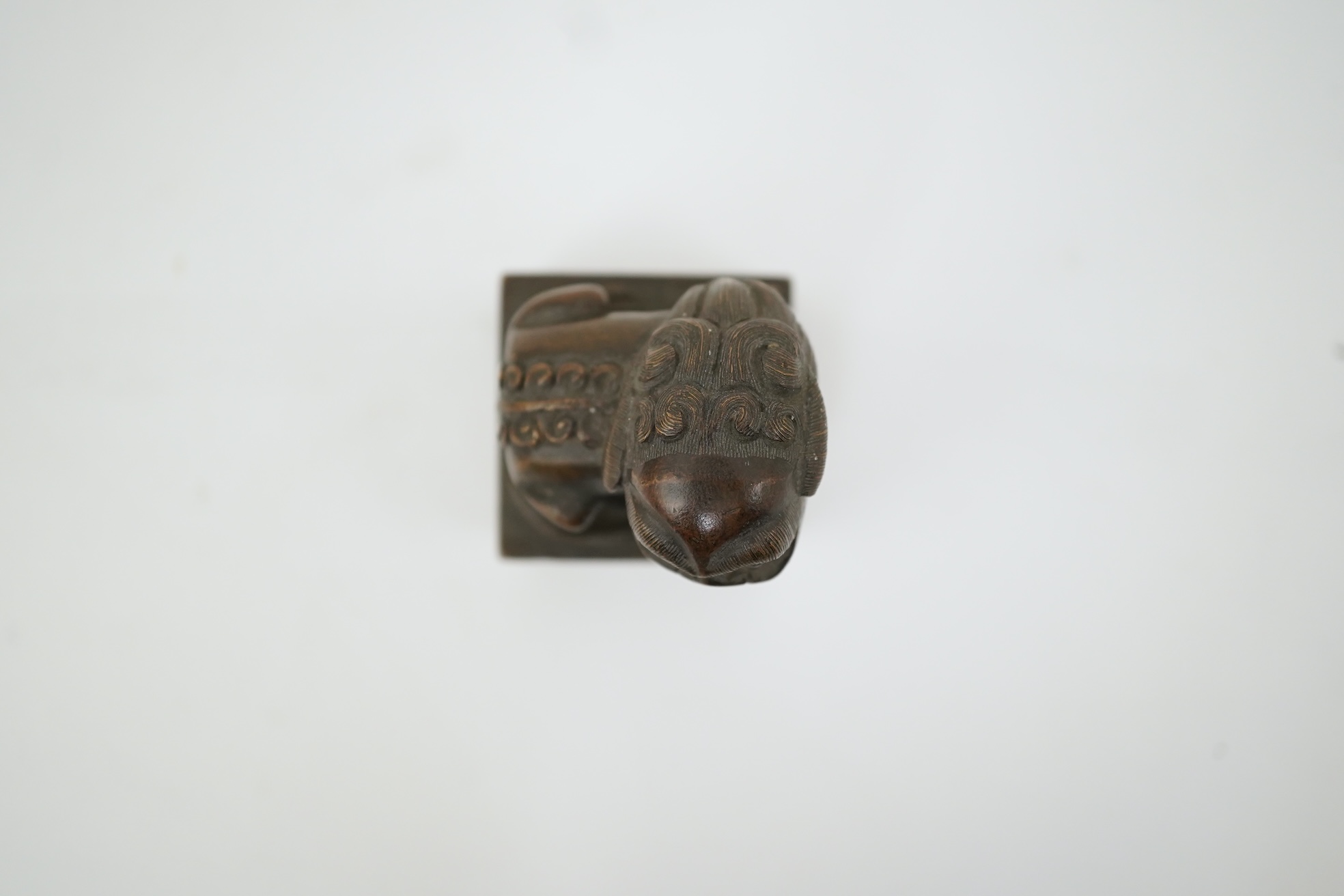 A Chinese bronze 'lion-dog' seal, 19th century